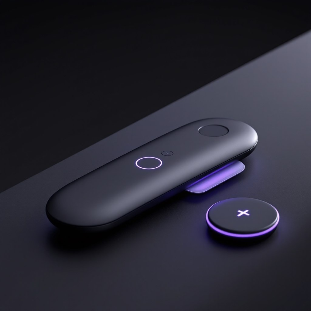 KalmPulse glowing violet ring in low light